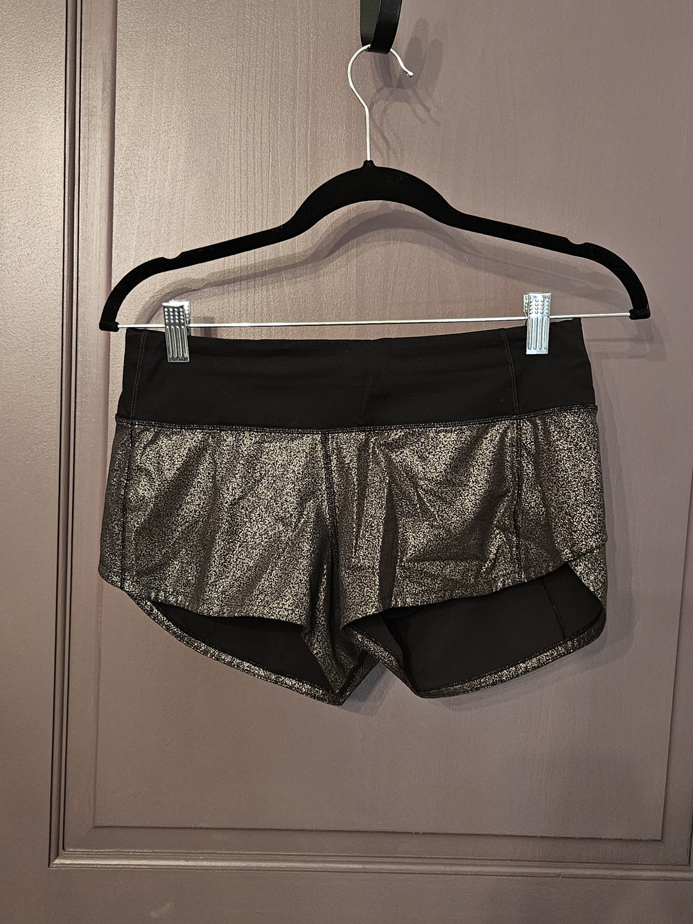 lululemon athletica Metallic Black Running Shorts